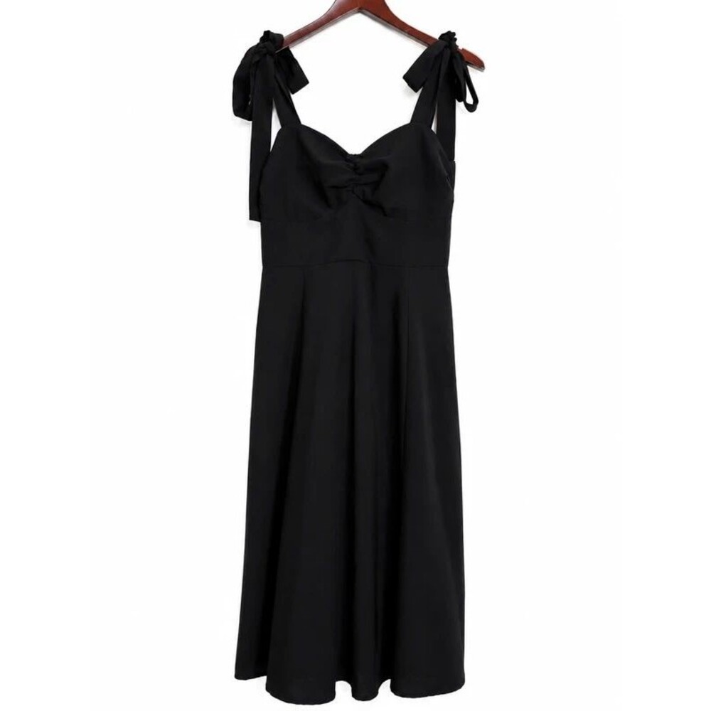 Black Tie Strap Midi Dress